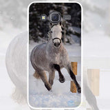 Running Horse Hard White Plastic Case Cover for Samsung Galaxy J1 J2 J3 J5 J7 C5 C7 E5 E7 2016 2017 Emerge