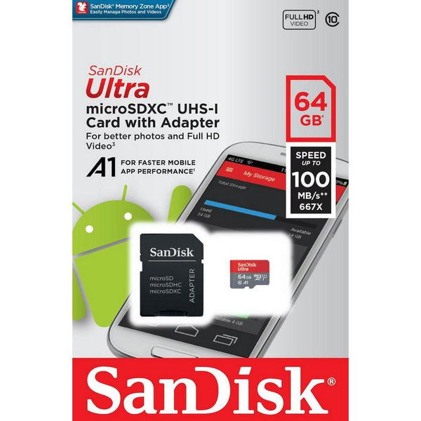 SanDisk micro SD Card with Adapter 64 GB