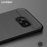 Shockproof Phone Case For Samsung Galaxy S6 S6 Edge S7 S7 Edge S8 S8 Plus Carbon Fiber TPU Drawing Material Phone Cases Cover