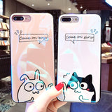 Soft Blu Ray Phone Case For iPhone 7 6 6s 8 Plus X Fashion Letter Animals Cartoon Cases For iPhone 7Plus Couples Back Cover