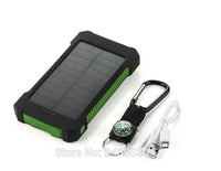 Solar Power Bank 10000mah Dual USB Li-Polymer Solar Battery Charger Travel Powerbank With a compass retail package