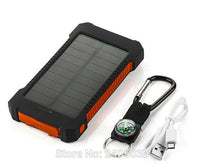 Solar Power Bank 10000mah Dual USB Li-Polymer Solar Battery Charger Travel Powerbank With a compass retail package