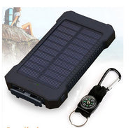 Solar Power Bank 10000mah Dual USB Li-Polymer Solar Battery Charger Travel Powerbank With a compass retail package