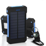 Solar Power Bank 10000mah Dual USB Li-Polymer Solar Battery Charger Travel Powerbank With a compass retail package