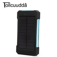 Solar Power Bank Waterproof 10000mAh Solar Charger 2 USB Ports External Charger Solar Powerbank for Smartphone with LED Light