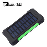 Solar Power Bank Waterproof 10000mAh Solar Charger 2 USB Ports External Charger Solar Powerbank for Smartphone with LED Light