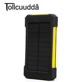 Solar Power Bank Waterproof 10000mAh Solar Charger 2 USB Ports External Charger Solar Powerbank for Smartphone with LED Light