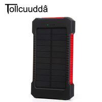 Solar Power Bank Waterproof 10000mAh Solar Charger 2 USB Ports External Charger Solar Powerbank for Smartphone with LED Light