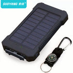 Solar Power Bank Waterproof 20000mAh Solar Charger 2 USB Ports External Charger Solar Powerbank for Smartphone with LED Light