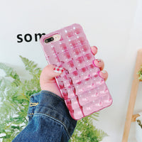 Sparkle Electroplate Square Grid Silicone Rubber Case for iPhone X 10 7 8 6 6s Plus Ultra Slim Soft TPU Cover Candy Colors coque
