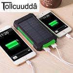 Tollcuudda Waterproof 10000Mah Solar Power Bank Solar Charger Dual USB Power Bank with LED Light for iPhone 6 Plus Mobile Phone