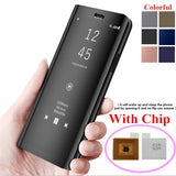 Touch Flip Stand Case for Samsung S8 S9 Plus S6 S7 Edge Note8  Smart Chip Clear View Cover phone bags for Samsung S8 S9 S6 S7