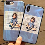 Tronsnic Fashion Girl Phone Case for iPhone X Korean Styles Blue Cases for iPhone 6 6s Plus 7 8 Plus Blu Ray Soft Cover Slippers
