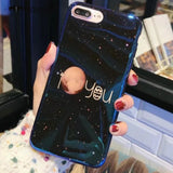 Tronsnic Moon Phone Case for iPhone 6 6s Plus 7 8 Plus Love You Couple Case for iPhone X Blue Blu Ray Cover Cute Cartoon Fashion