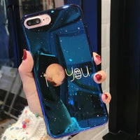 Tronsnic Moon Phone Case for iPhone 6 6s Plus 7 8 Plus Love You Couple Case for iPhone X Blue Blu Ray Cover Cute Cartoon Fashion