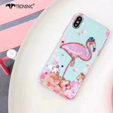 Tronsnic Retro Blu Ray Phone Case For iphone X Pink Flamingo Soft Rose Flower Case for iPhone 6 6S 7 8 Plus Luxury Diamond Cover