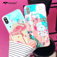 Tronsnic Retro Blu Ray Phone Case For iphone X Pink Flamingo Soft Rose Flower Case for iPhone 6 6S 7 8 Plus Luxury Diamond Cover