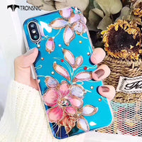 Tronsnic Retro Blu Ray Phone Case For iphone X Pink Flamingo Soft Rose Flower Case for iPhone 6 6S 7 8 Plus Luxury Diamond Cover