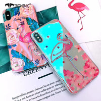 Tronsnic Retro Blu Ray Phone Case For iphone X Pink Flamingo Soft Rose Flower Case for iPhone 6 6S 7 8 Plus Luxury Diamond Cover