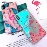 Tronsnic Retro Blu Ray Phone Case For iphone X Pink Flamingo Soft Rose Flower Case for iPhone 6 6S 7 8 Plus Luxury Diamond Cover