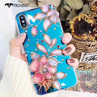 Tronsnic Retro Blu Ray Phone Case For iphone X Pink Flamingo Soft Rose Flower Case for iPhone 6 6S 7 8 Plus Luxury Diamond Cover