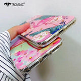 Tronsnic Retro Blu Ray Phone Case For iphone X Pink Flamingo Soft Rose Flower Case for iPhone 6 6S 7 8 Plus Luxury Diamond Cover