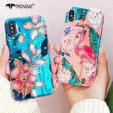 Tronsnic Retro Blu Ray Phone Case For iphone X Pink Flamingo Soft Rose Flower Case for iPhone 6 6S 7 8 Plus Luxury Diamond Cover