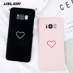 USLION Cartoon Couples Love Heart Case For Samsung Galaxy S8 S9 Plus Hard PC Phone Cover For Samsung Note 8 S8 S7 S7 Edge Cases