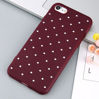 USLION Wave Point Phone Case For iPhone 8 Plus Wine Red Ploka Dots Soft TPU Back Cover For iPhone X 8 7 6 6S Plus 5 5S SE Cases