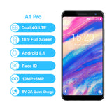 Umidigi A1 Pro Global Version Dual 4G LET Smartphone 18:9 Full Screen 3GB+16GB 3150mAh Android 8.1 Face ID MT6739 Cellphone