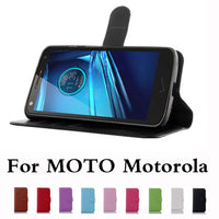 Wallet Case For Moto X4 C G6 G5S E4 Z2 G4 Plus G3 Z Force Play E3 M PU Leather Back Pink Rose Green Purple Blue Black Brown 1 2