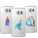 Watercolor Elsa Mermaid and her prince Mickey Mouse Soft TPU Phone Cases Cover For Samsung Galaxy S5 S6 S7 edge S8 S9 Plus