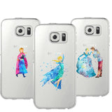 Watercolor Elsa Mermaid and her prince Mickey Mouse Soft TPU Phone Cases Cover For Samsung Galaxy S5 S6 S7 edge S8 S9 Plus