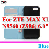 ZiQi Case For ZTE Max XL Z986 6.0inch Wallet Style PU Leather Protective Kickstand Cover For ZTE Max XL N9560 Phone Bag Case