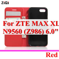 ZiQi Case For ZTE Max XL Z986 6.0inch Wallet Style PU Leather Protective Kickstand Cover For ZTE Max XL N9560 Phone Bag Case