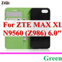 ZiQi Case For ZTE Max XL Z986 6.0inch Wallet Style PU Leather Protective Kickstand Cover For ZTE Max XL N9560 Phone Bag Case