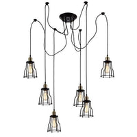 Wire Cage Chandelier 6 pendants - Bulbs Included (ED263P-6)