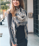 Navy Mix Plaid Lightweight City Scarf