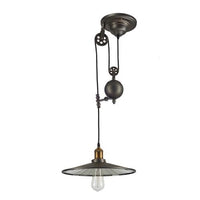 Vintage Barn Pendant Light Fixture - Bulb Included, Metallic Grey/Antique Brass