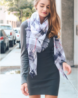 Black & White Plaid Lightweight City Scarf