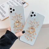 Ring Stand Plating Gold Pineapple Case For iphone 12 11 Pro Max Mini XR XS 7 8 Plus SE