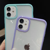 Clear Soft TPU + PC Shockproof Cover with a Colorful Bumper for iPhone 12 Mini, 11 Pro Max, XR, X, XS Max, 8, and more