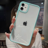 Clear Soft TPU + PC Shockproof Cover with a Colorful Bumper for iPhone 12 Mini, 11 Pro Max, XR, X, XS Max, 8, and more