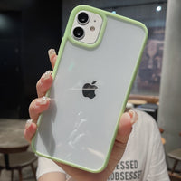 Clear Soft TPU + PC Shockproof Cover with a Colorful Bumper for iPhone 12 Mini, 11 Pro Max, XR, X, XS Max, 8, and more