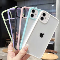 Clear Soft TPU + PC Shockproof Cover with a Colorful Bumper for iPhone 12 Mini, 11 Pro Max, XR, X, XS Max, 8, and more