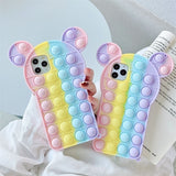 Silicone Bear Pop It Phone Case with Crossbody Lanyard Strap For iPhone 6 6s 7 8 Plus X XR XS Max