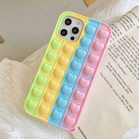 Soft TPU Heart Pop it Fidget Phone Case For IPhone 12 Mini 11 Pro X XR XS Max 7 8 Plus SE 2