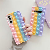 3D Pastel Rainbow Pop It Stress Reliever Case For Samsung S21 Ultra A50 A70 A31 A51 A71 A52 A72 Note 20 10 9 and many more!