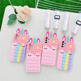 Soft TPU 3D Unicorn Pop it Phone Case For Samsung Galaxy S21 S20 S10 S9 Plus Note 9 10 20 and more