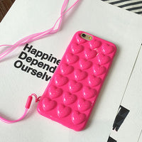 Candy Colored 3D Heart Phone Case for iphone 7, 6, 6S Plus, and more